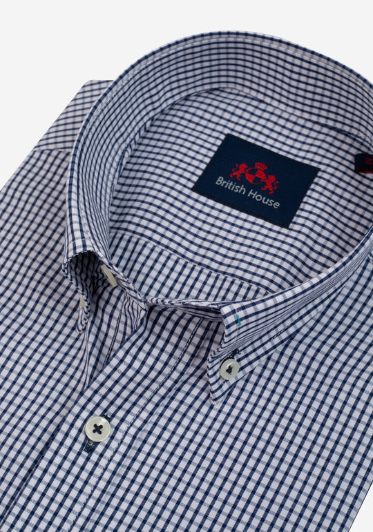 Royal Navy Checked Poplin Shirt - Short Sleeve