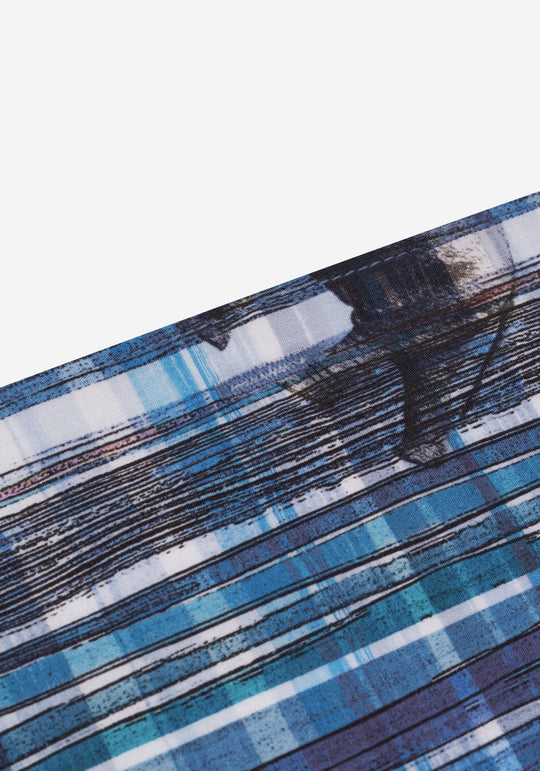 Vivid Blue Printed Poplin Resort Shirt - Short Sleeve