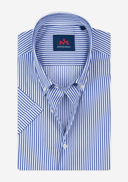 True Blue Stripe Twill Shirt - Short Sleeve