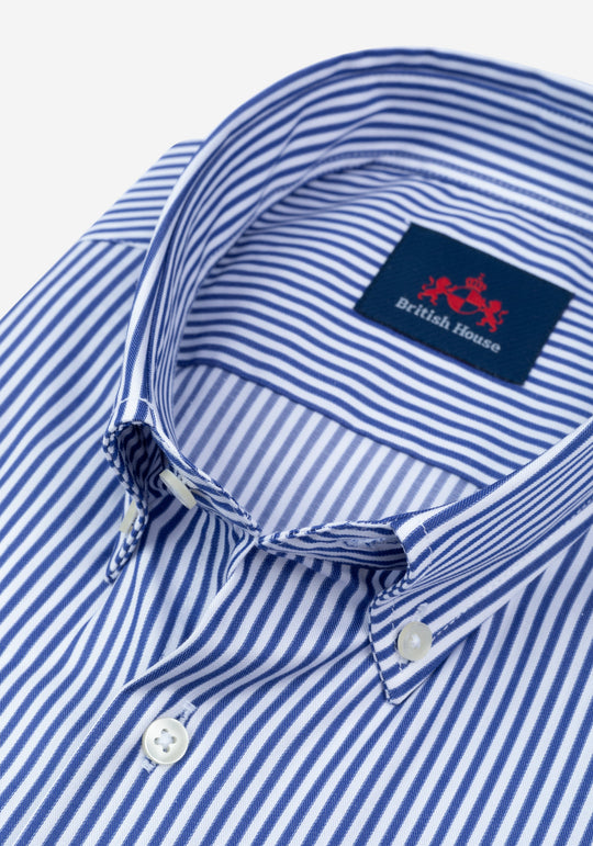 True Blue Stripe Twill Shirt - Short Sleeve