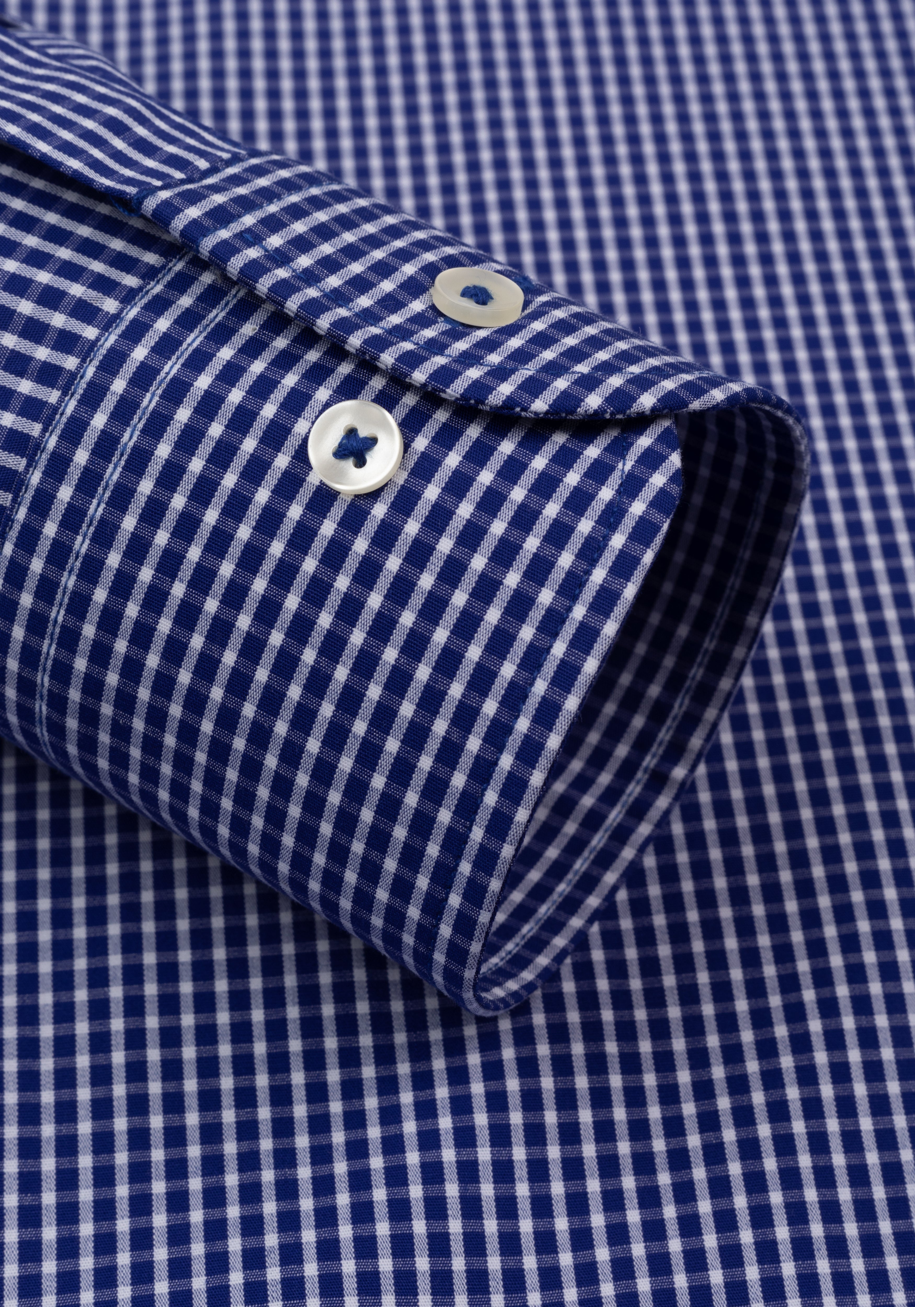 Marine Navy Checked Poplin Shirt
