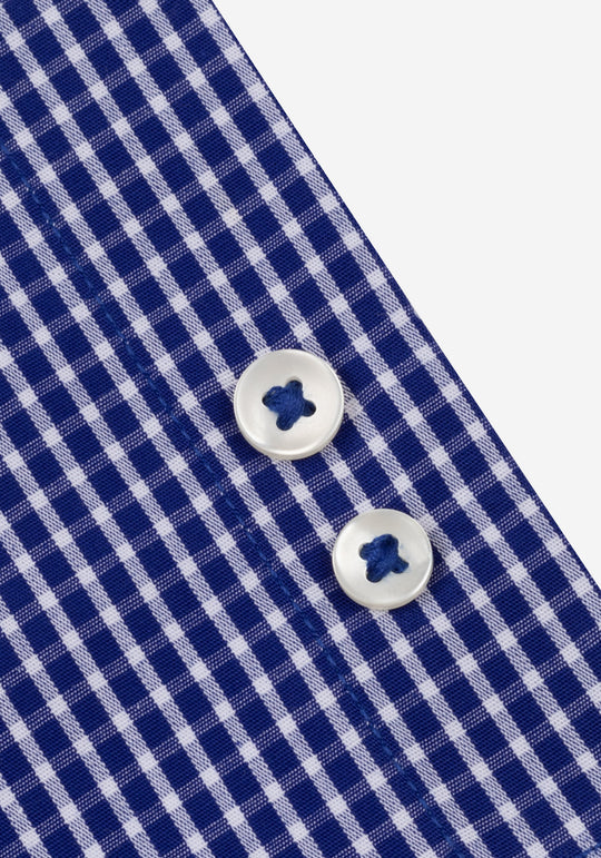 Marine Navy Checked Poplin Shirt