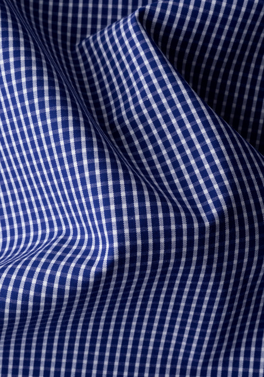Marine Navy Checked Poplin Shirt