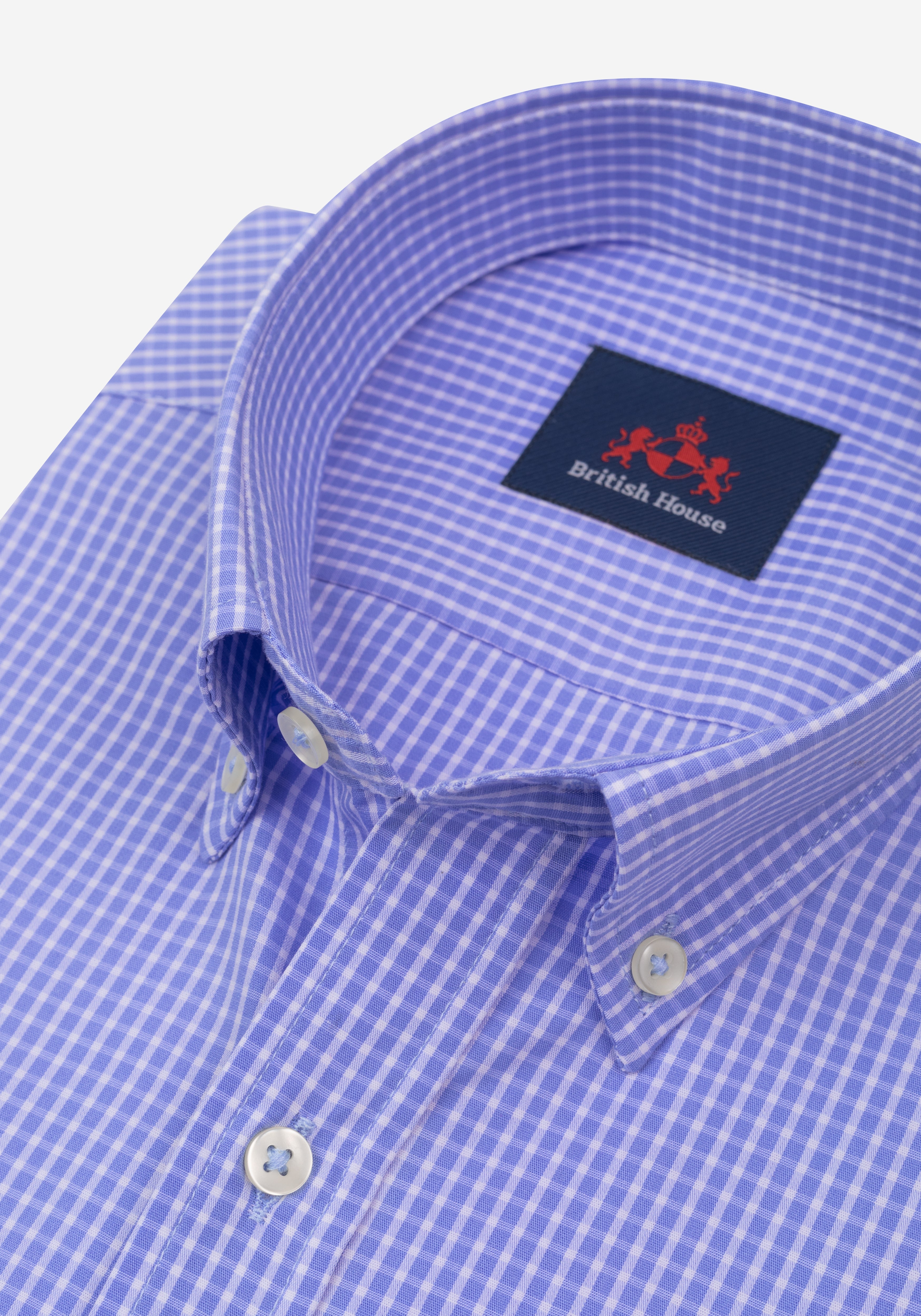 Cornflower Blue Checked Poplin Shirt