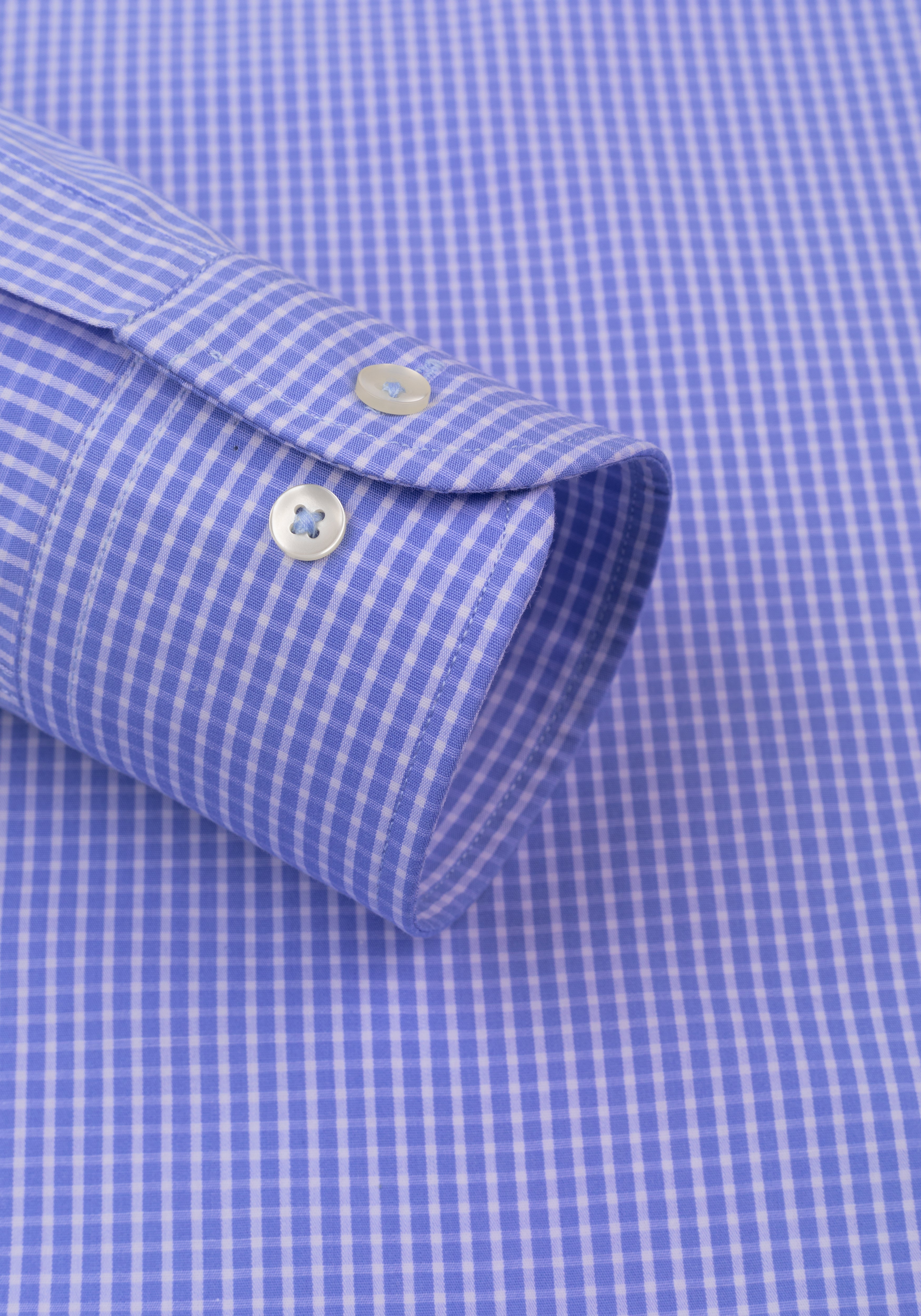 Cornflower Blue Checked Poplin Shirt