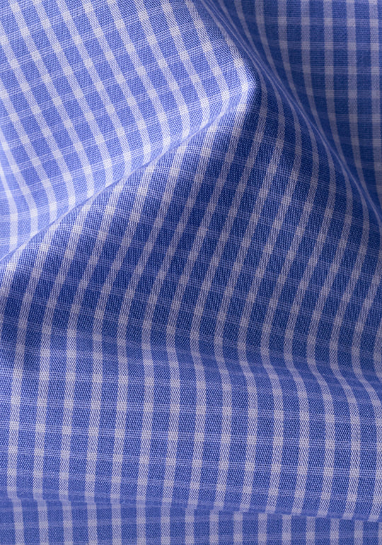 Cornflower Blue Checked Poplin Shirt