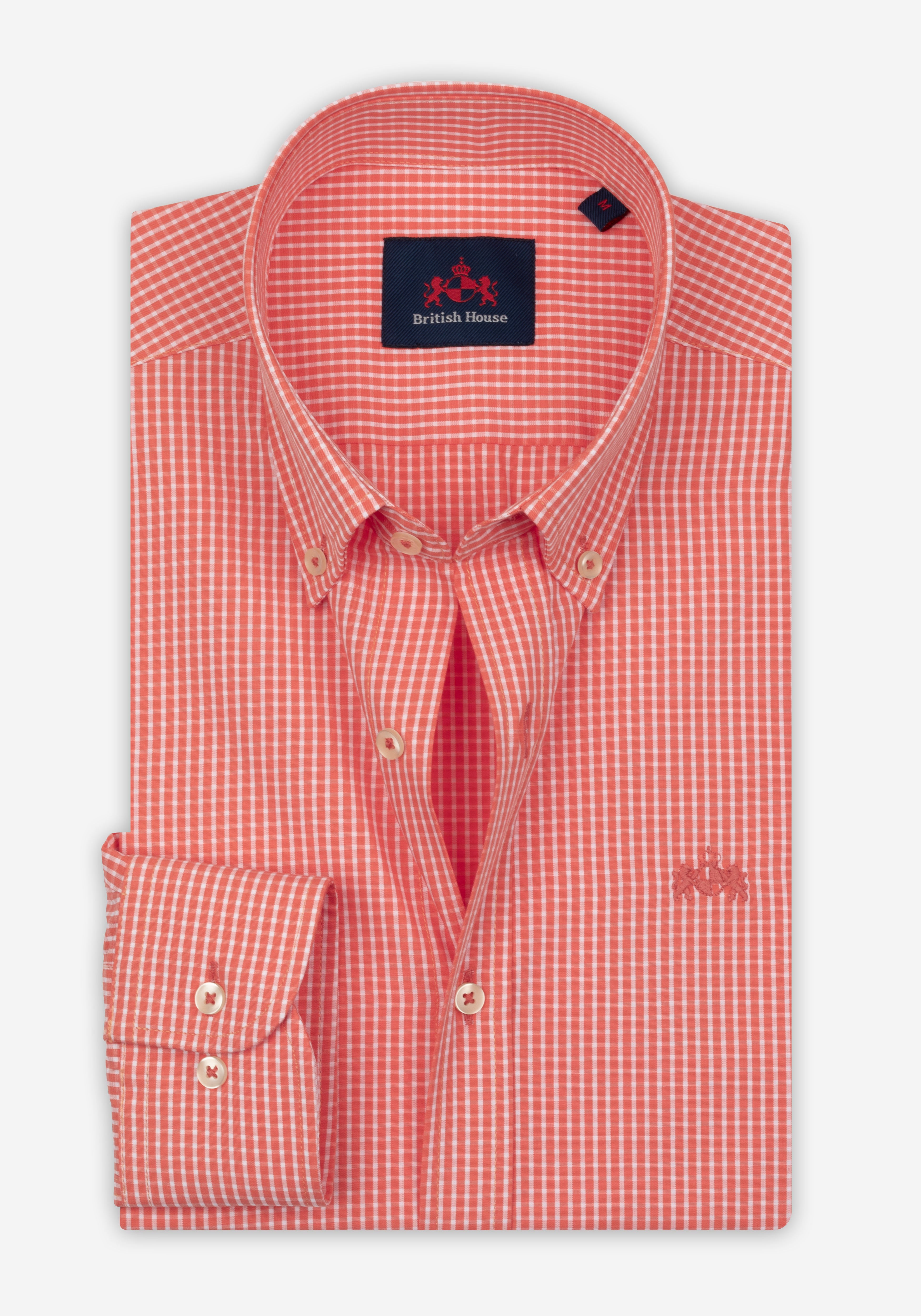 Blaze Orange Checked Poplin Shirt