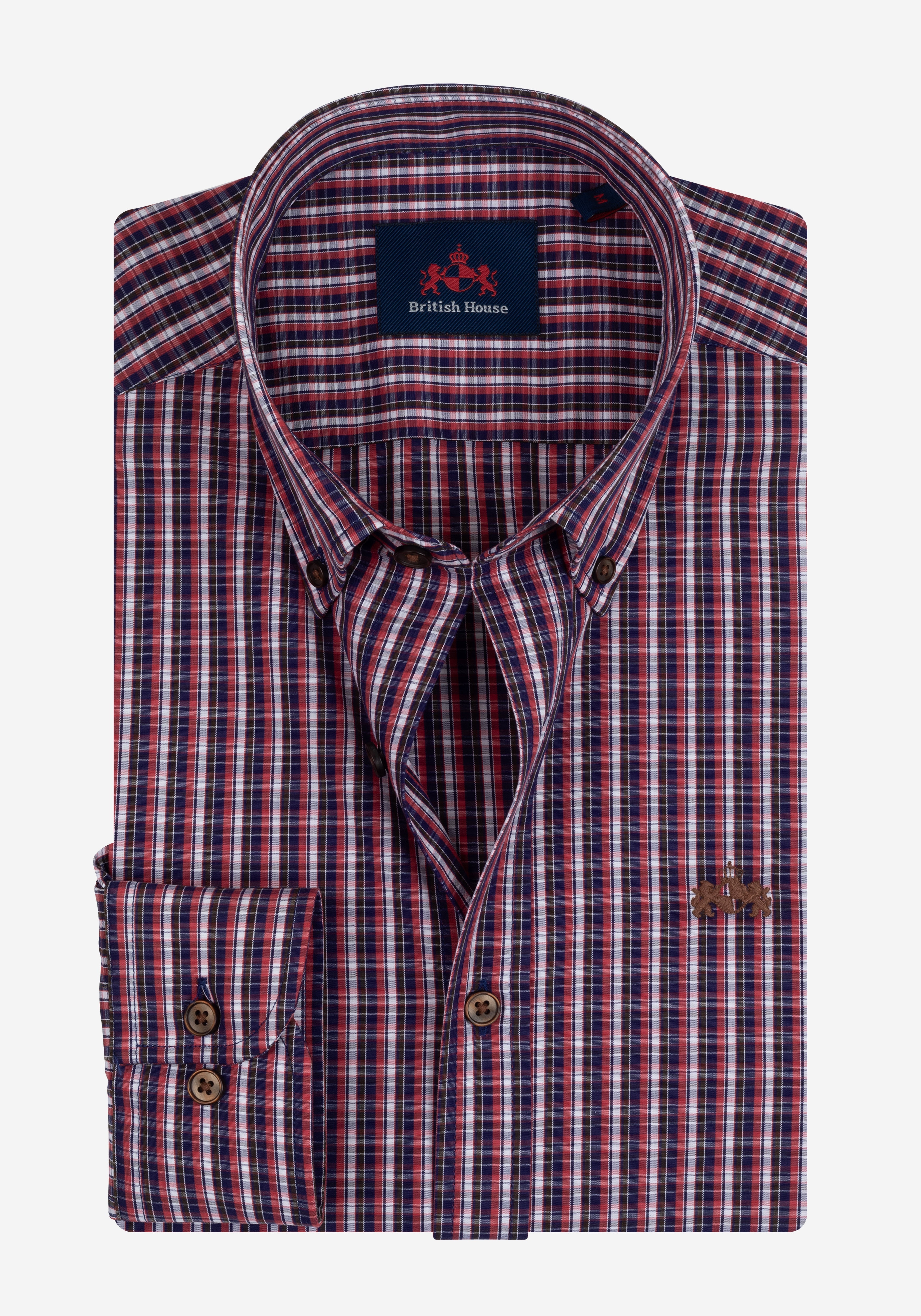 Vintage Navy Red Checked Twill Shirt