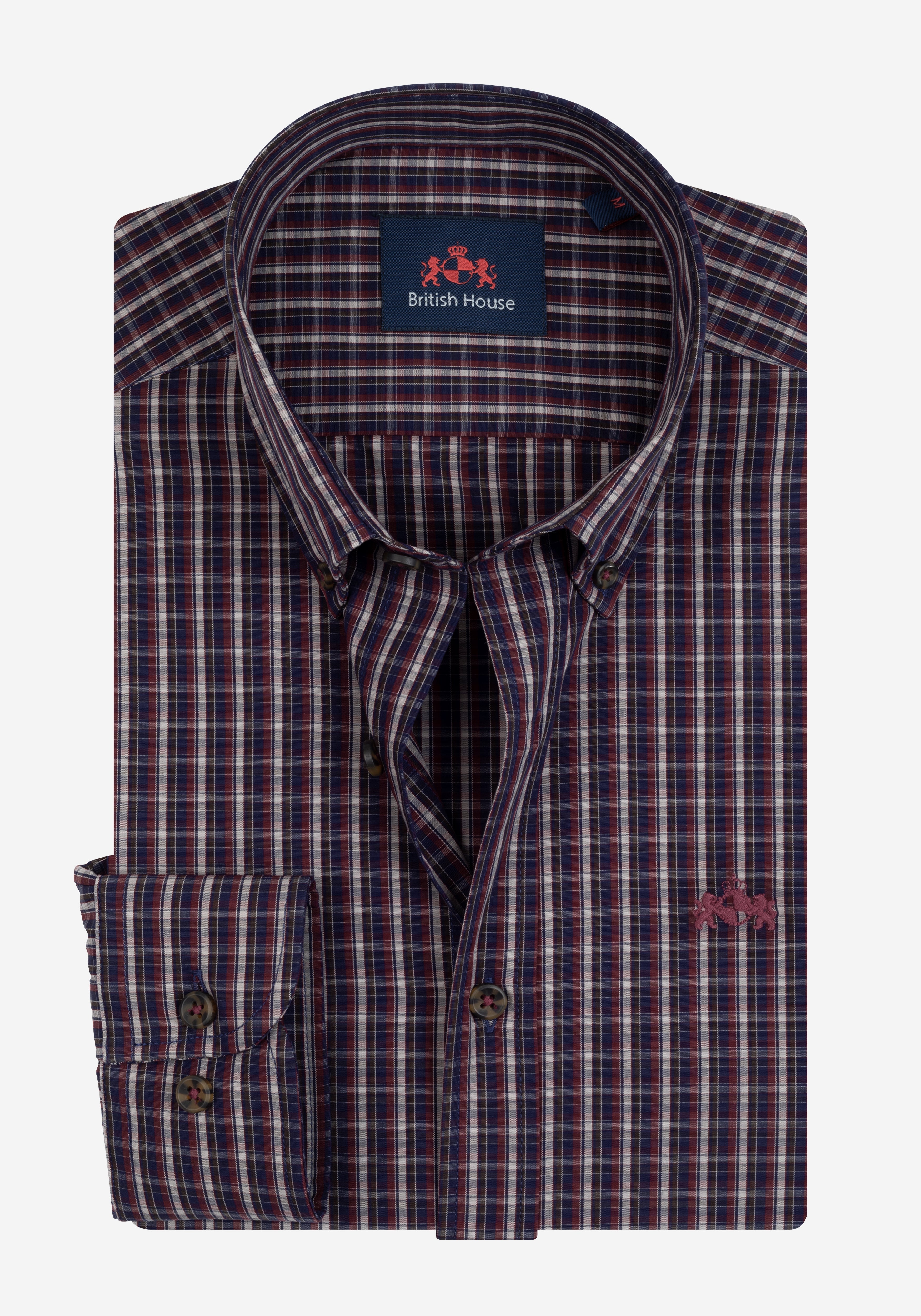Rustic Navy Red Checked Twill Shirt