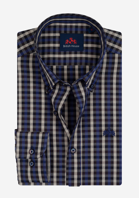 Off-White Blue Checked Twill Shirt