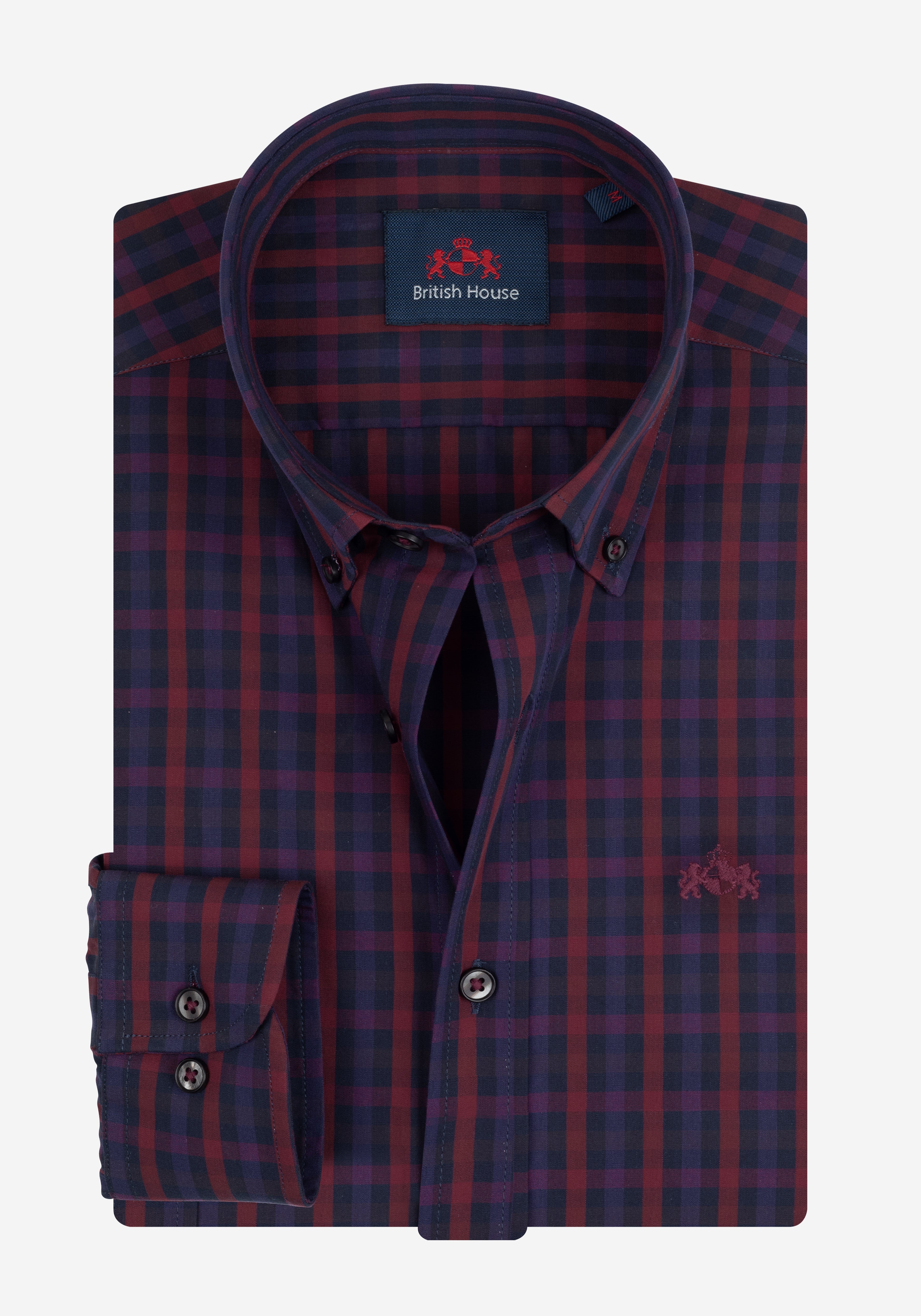 Ruby Red Blue Checked Twill Shirt