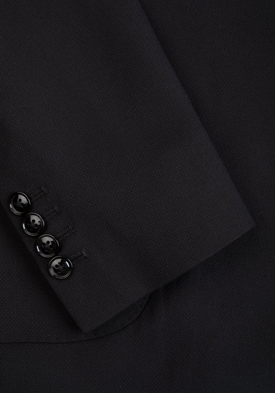 Contemporary Fit Metallic Black Wool Blend Blazer
