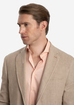 Contemporary Fit Sand Brown Dotted Linen Blend Blazer