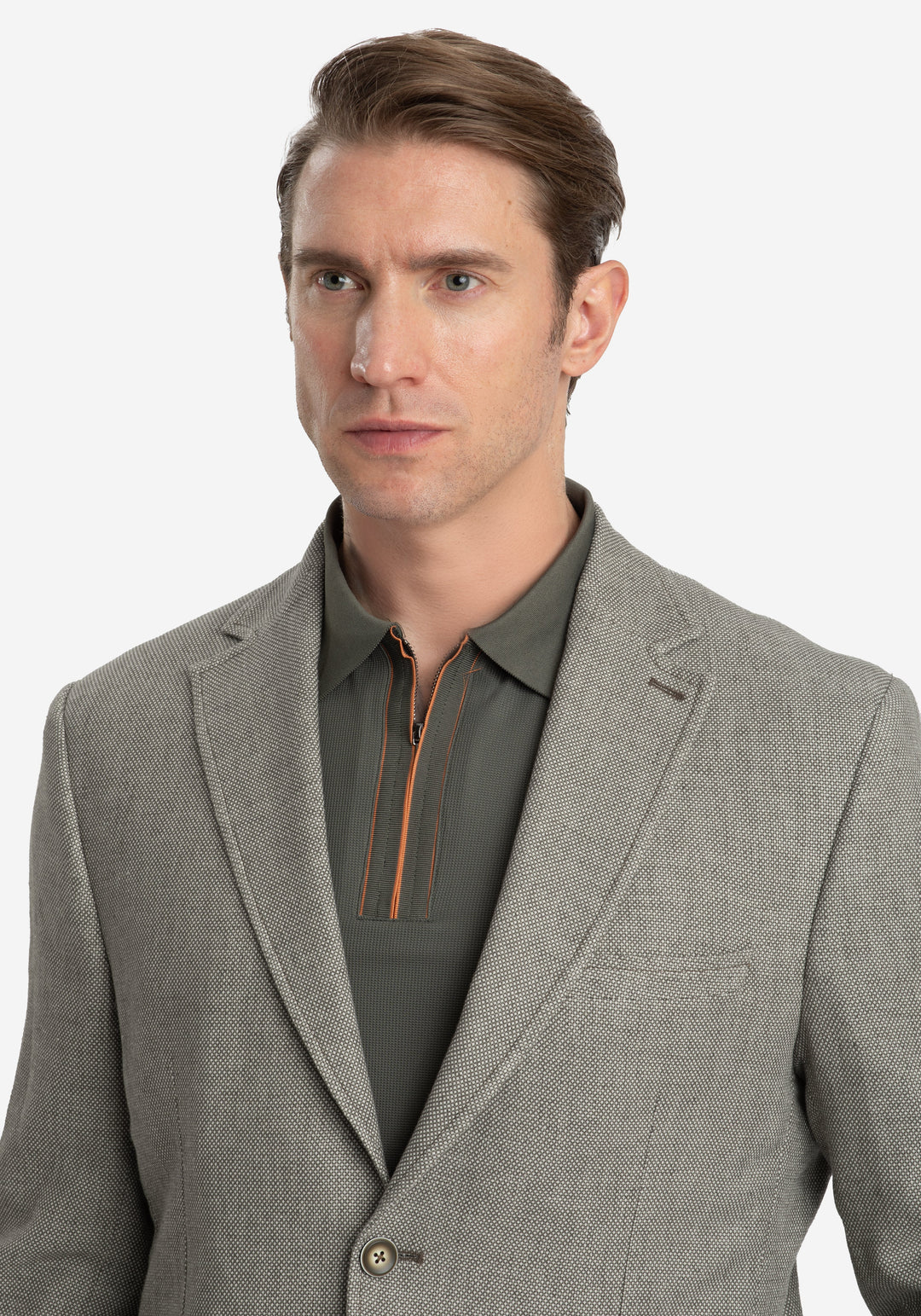Contemporary Fit Sage Olive Dotted Linen Blend Blazer