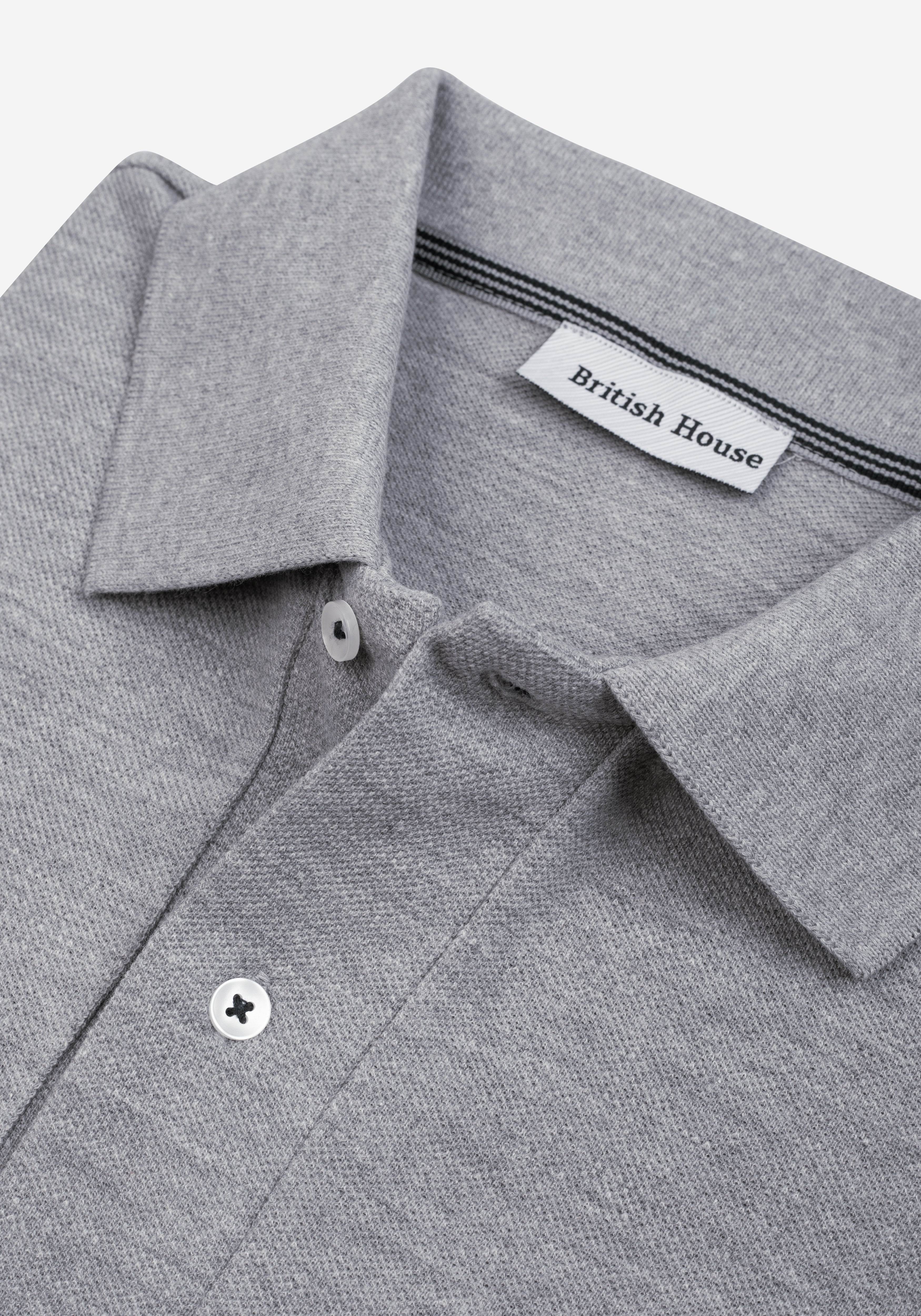 Ash Grey Cotton Polo Shirt