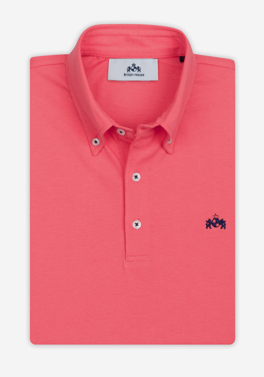 Melon Pink Cotton Polo Shirt