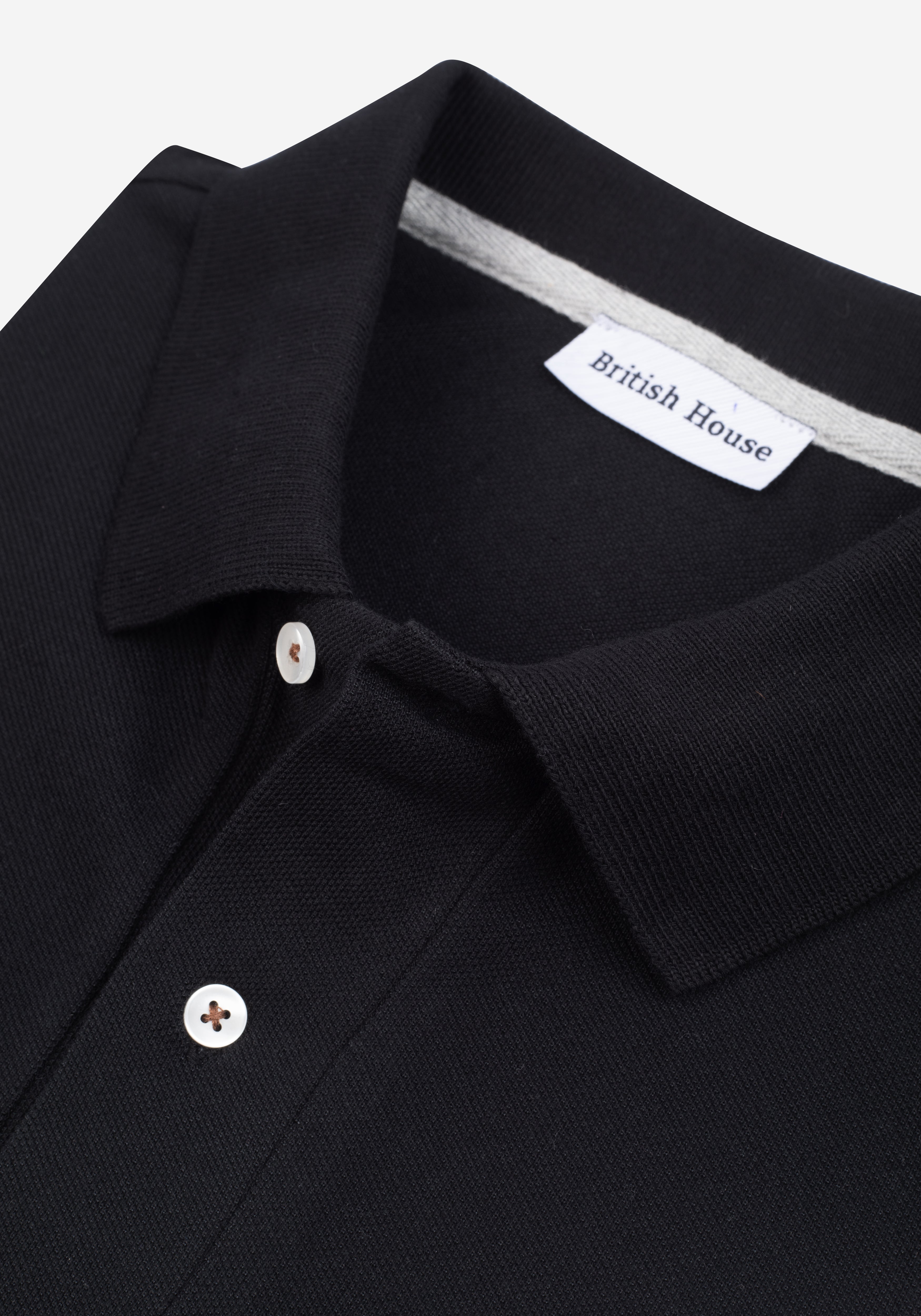 Raven Black Cotton Polo Shirt