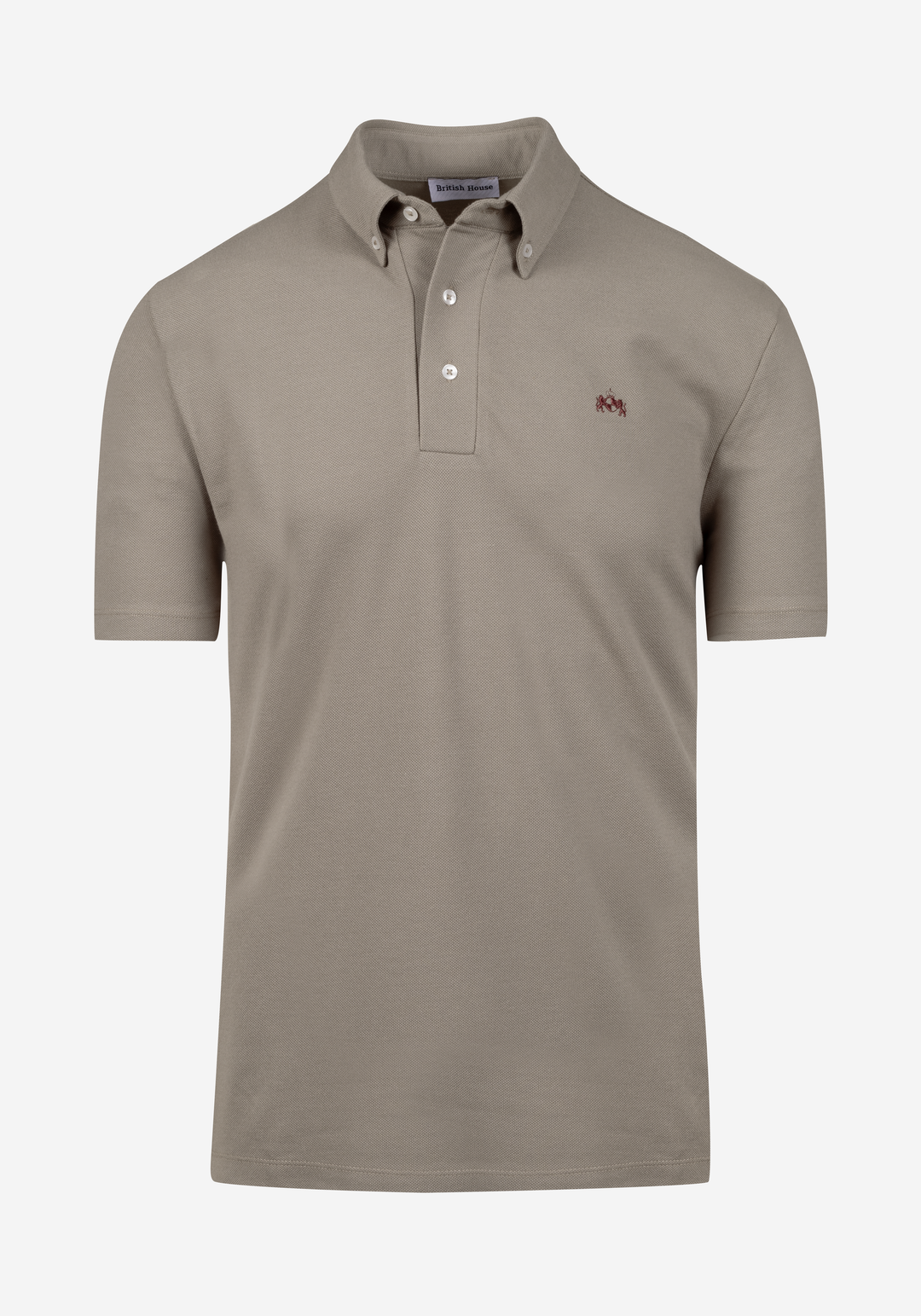 Dark Sand Beige Cotton Polo Shirt