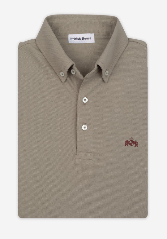 Dull Beige Cotton Polo Shirt
