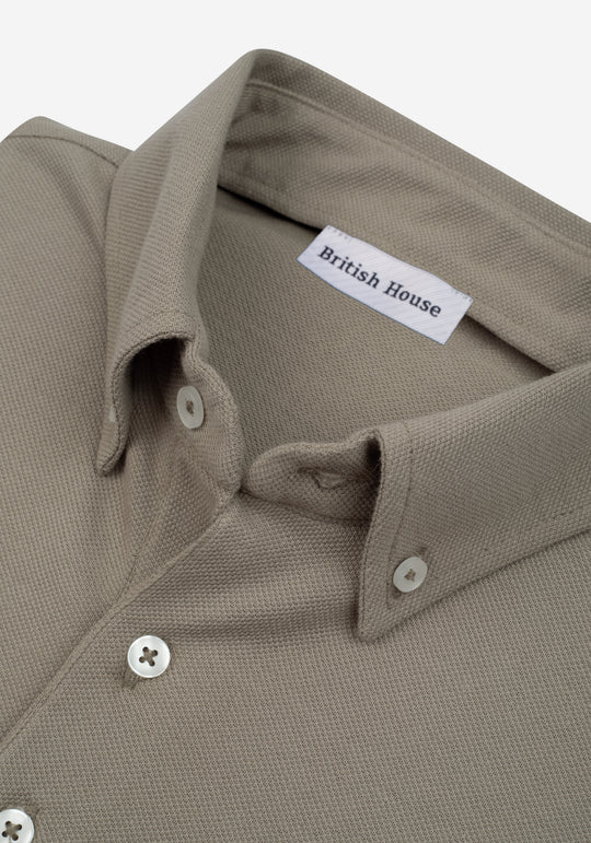 Dull Beige Cotton Polo Shirt