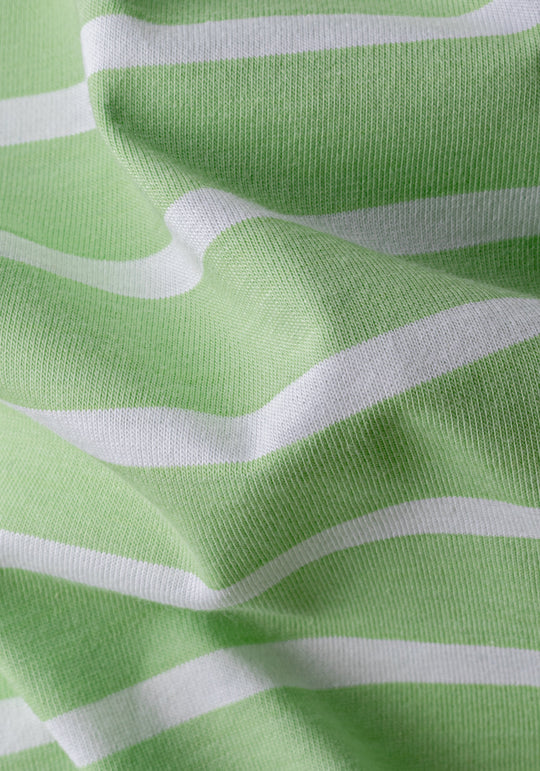 Faded Lime Green Stripe Cotton T-Shirt
