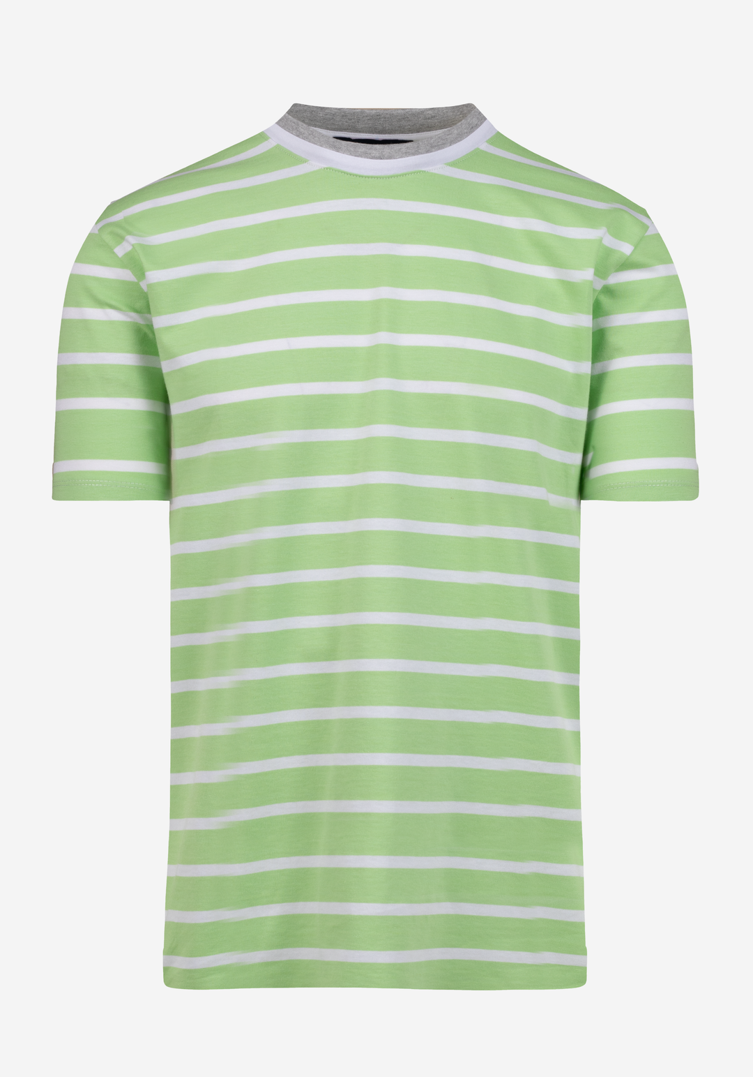 Faded Lime Green Stripe Cotton T-Shirt
