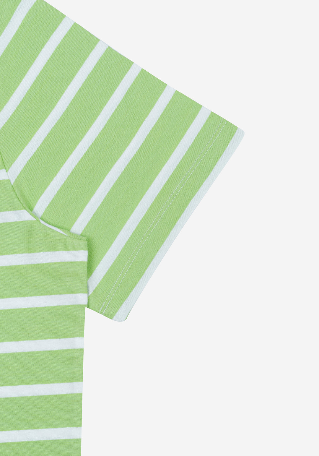 Faded Lime Green Stripe Cotton T-Shirt