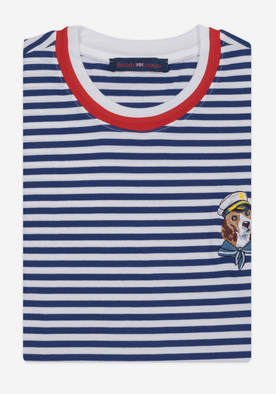 Ocean Navy Stripe Cotton T-Shirt