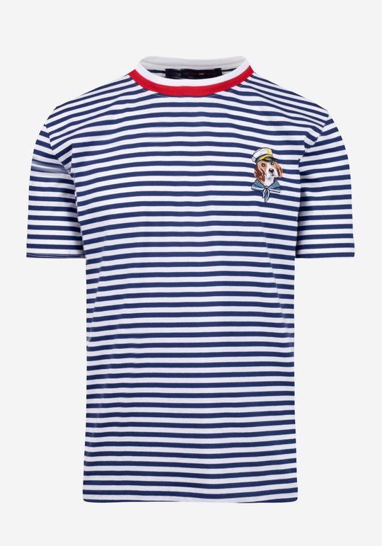 Ocean Navy Stripe Cotton T-Shirt
