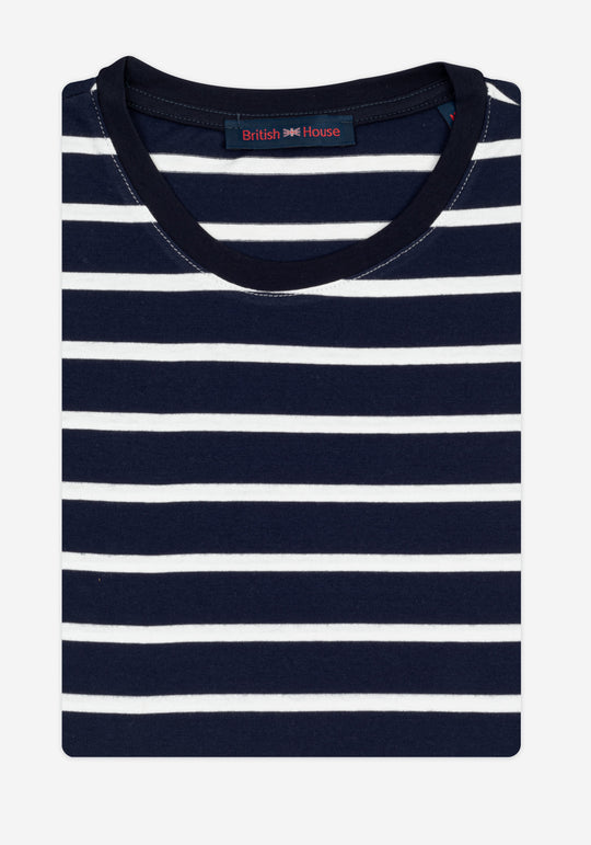 Titan Navy Green Stripe Cotton T-Shirt