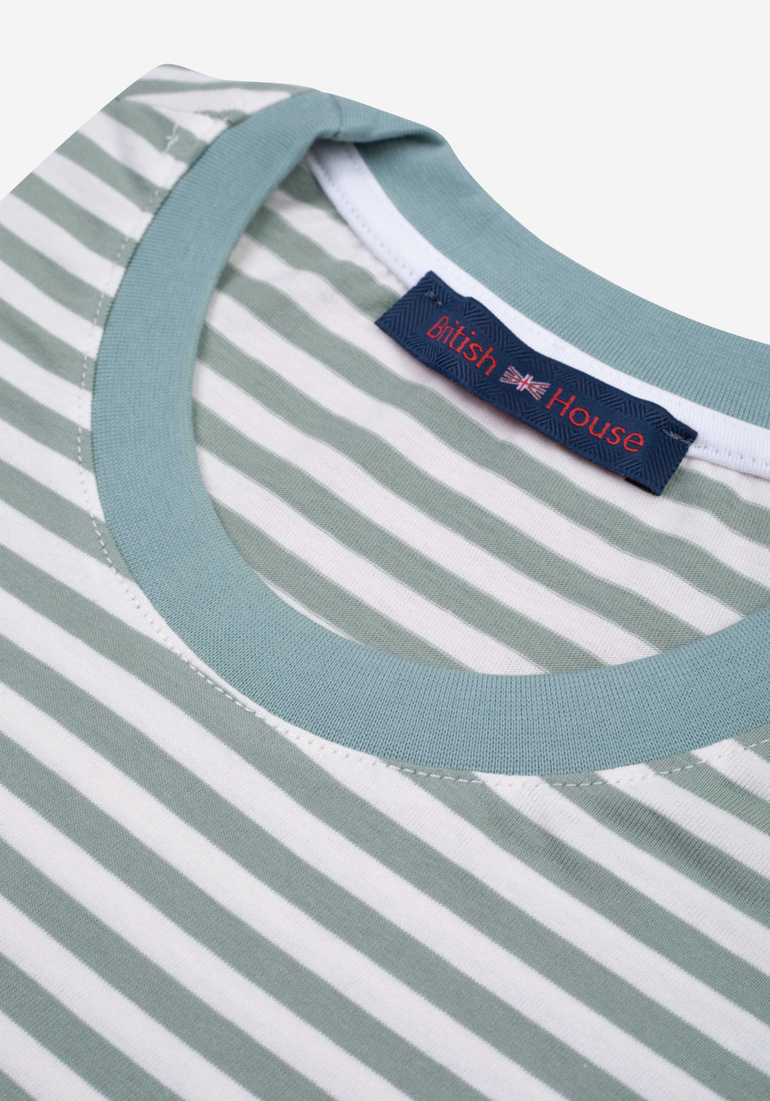 Faded Mint Green Stripe Cotton T-Shirt
