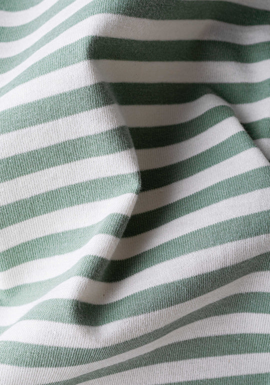 Faded Mint Green Stripe Cotton T-Shirt