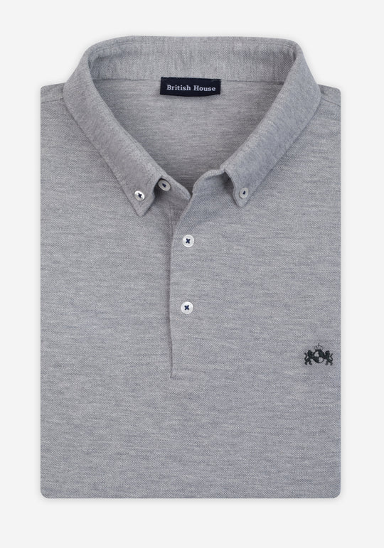 Stone Grey Cotton Polo Shirt