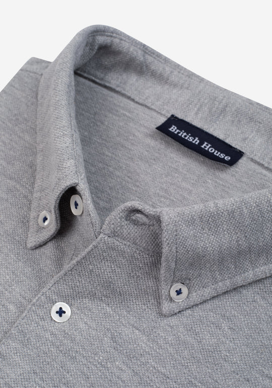 Stone Grey Cotton Polo Shirt