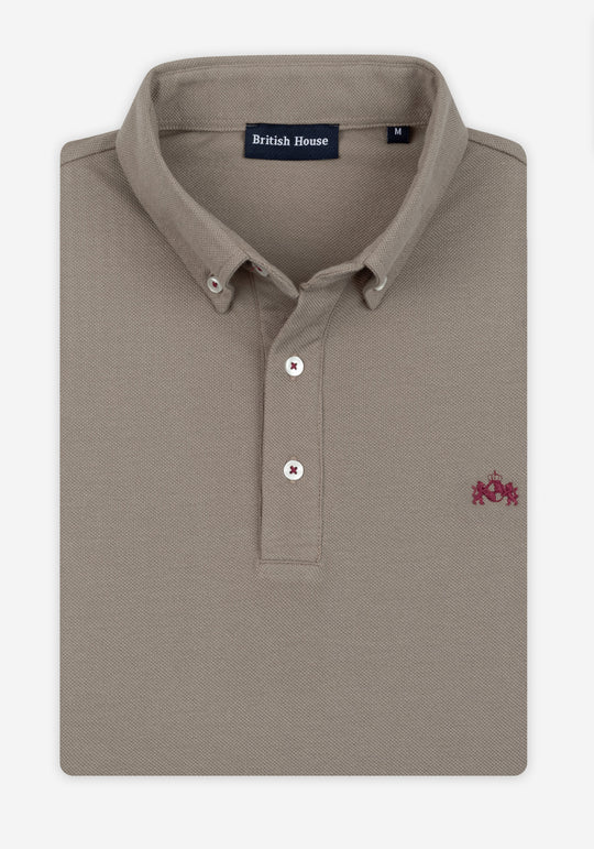 Dark Sand Beige Cotton Polo Shirt