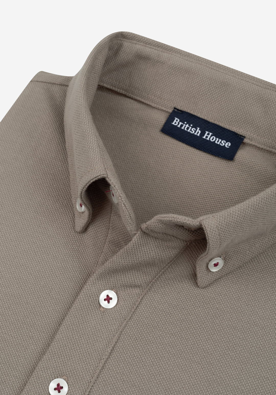 Dark Sand Beige Cotton Polo Shirt