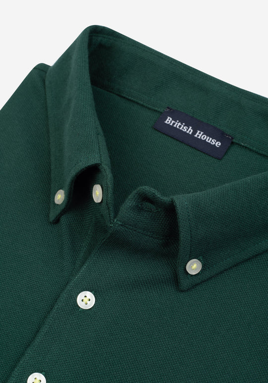 Dark Leaf Green Cotton Polo Shirt