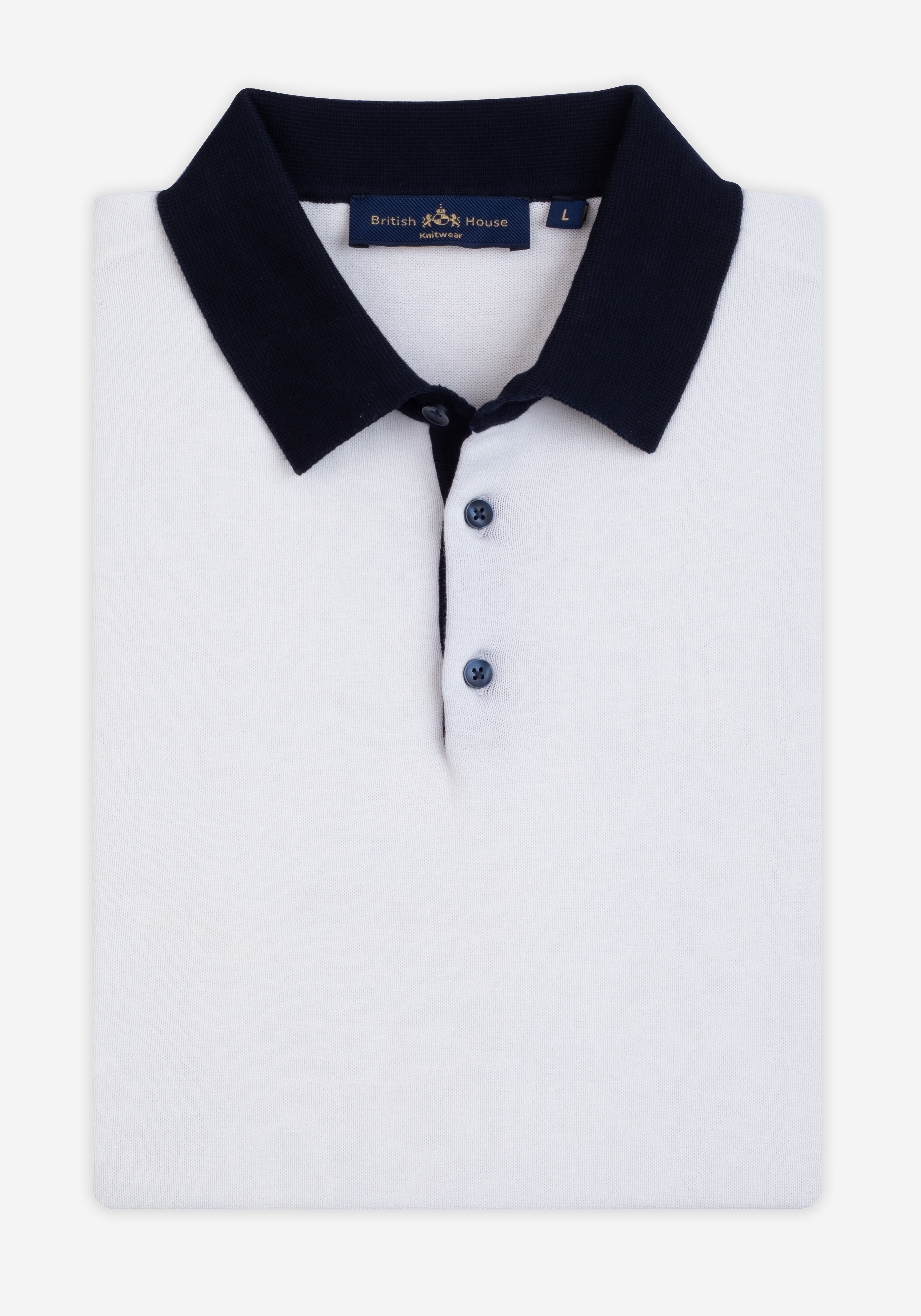 Pure White Knitted Polo Shirt