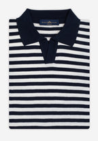 Onyx Navy Stripe Knitted Polo Shirt