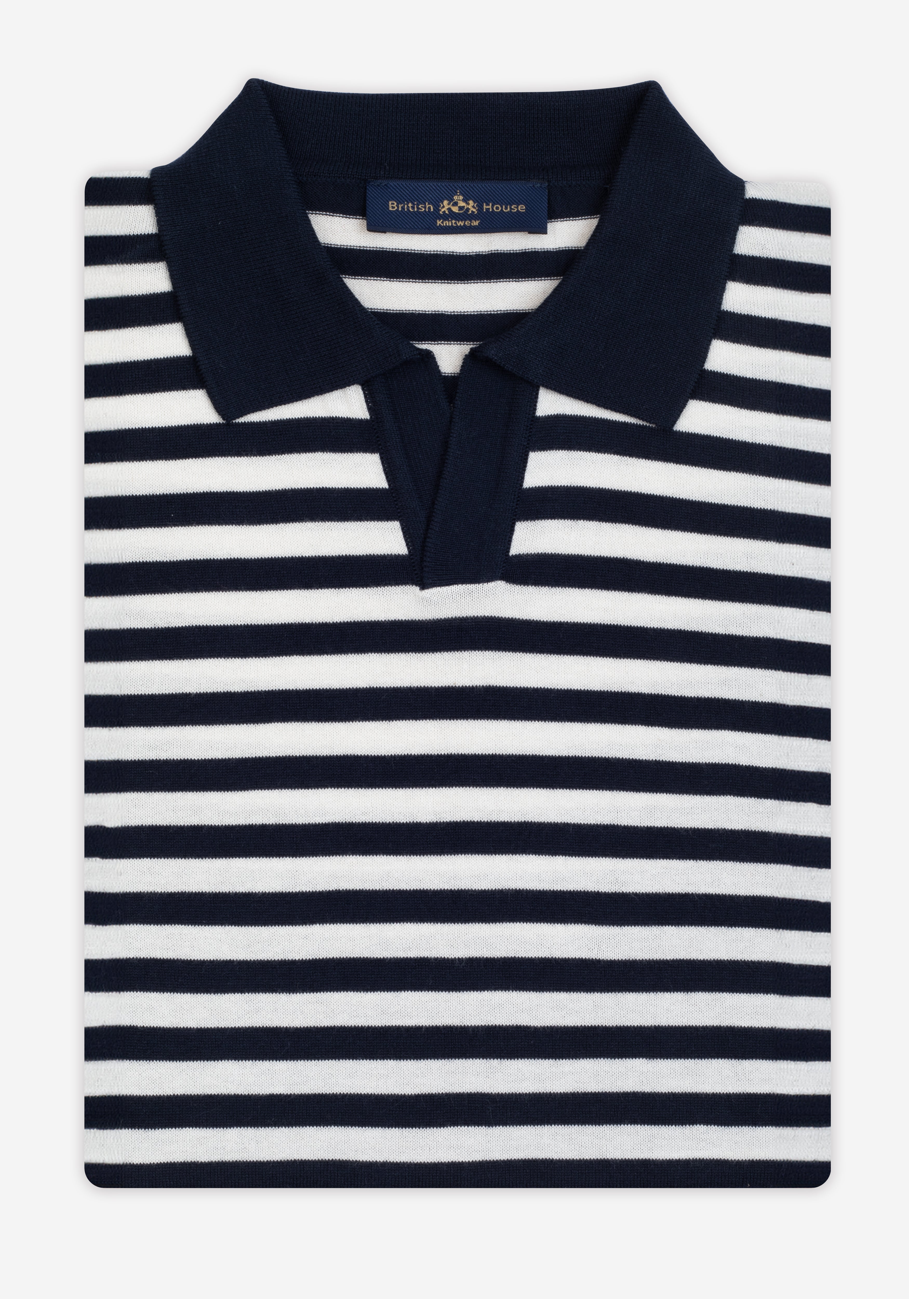 Onyx Navy Stripe Knitted Polo Shirt