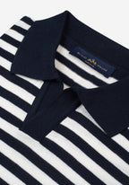 Onyx Navy Stripe Knitted Polo Shirt