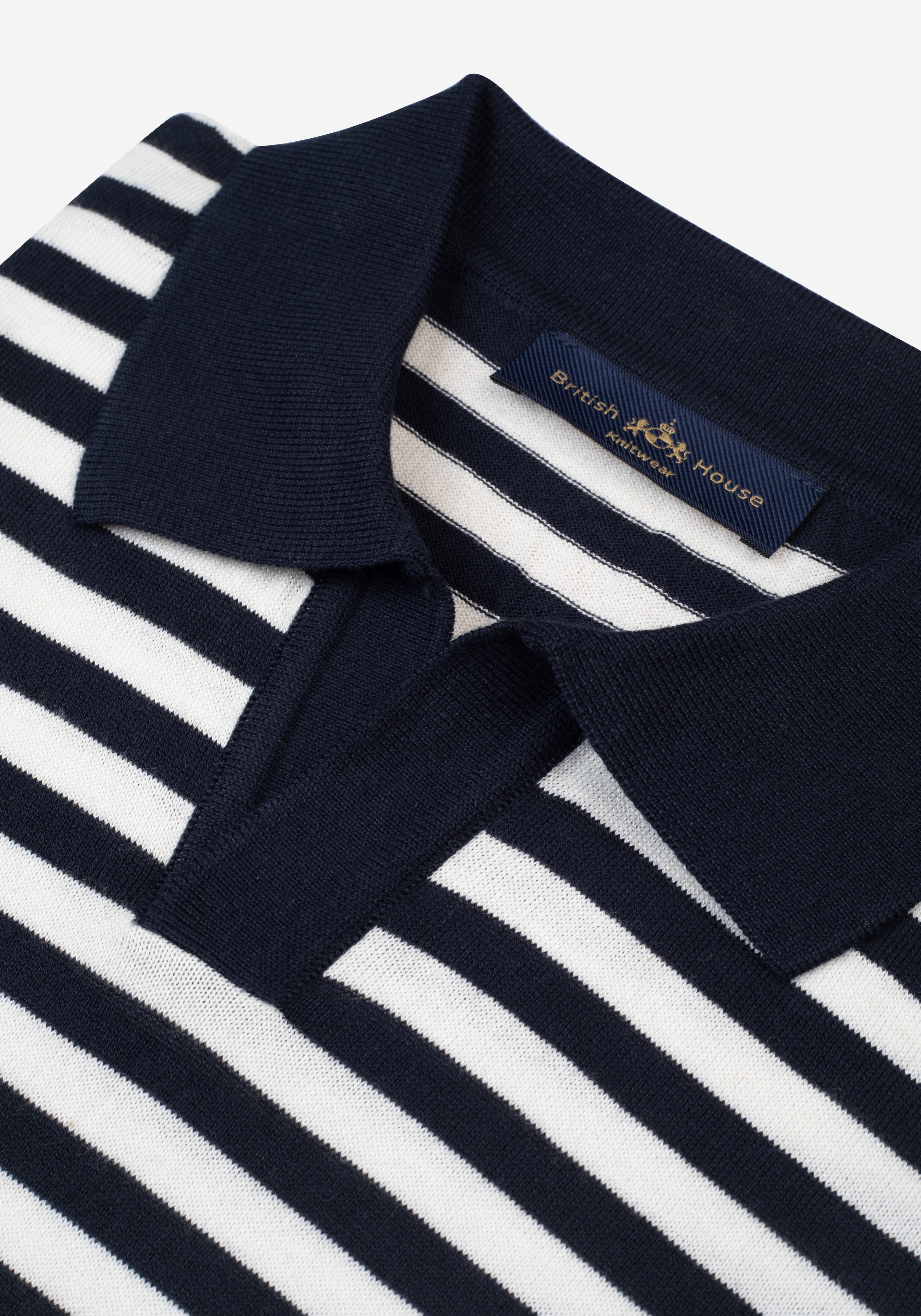 Onyx Navy Stripe Knitted Polo Shirt