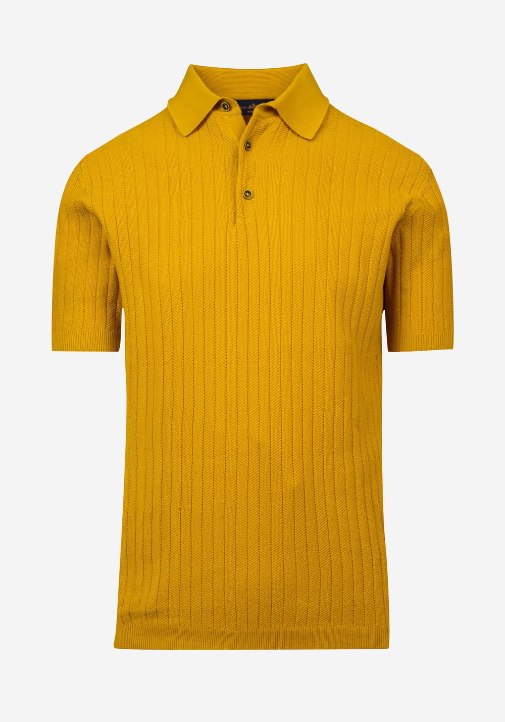 Honey Yellow Braided Knitted Polo Shirt