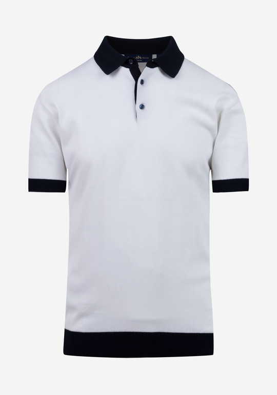 Pure White Knitted Polo Shirt