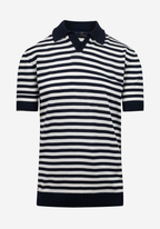 Onyx Navy Stripe Knitted Polo Shirt