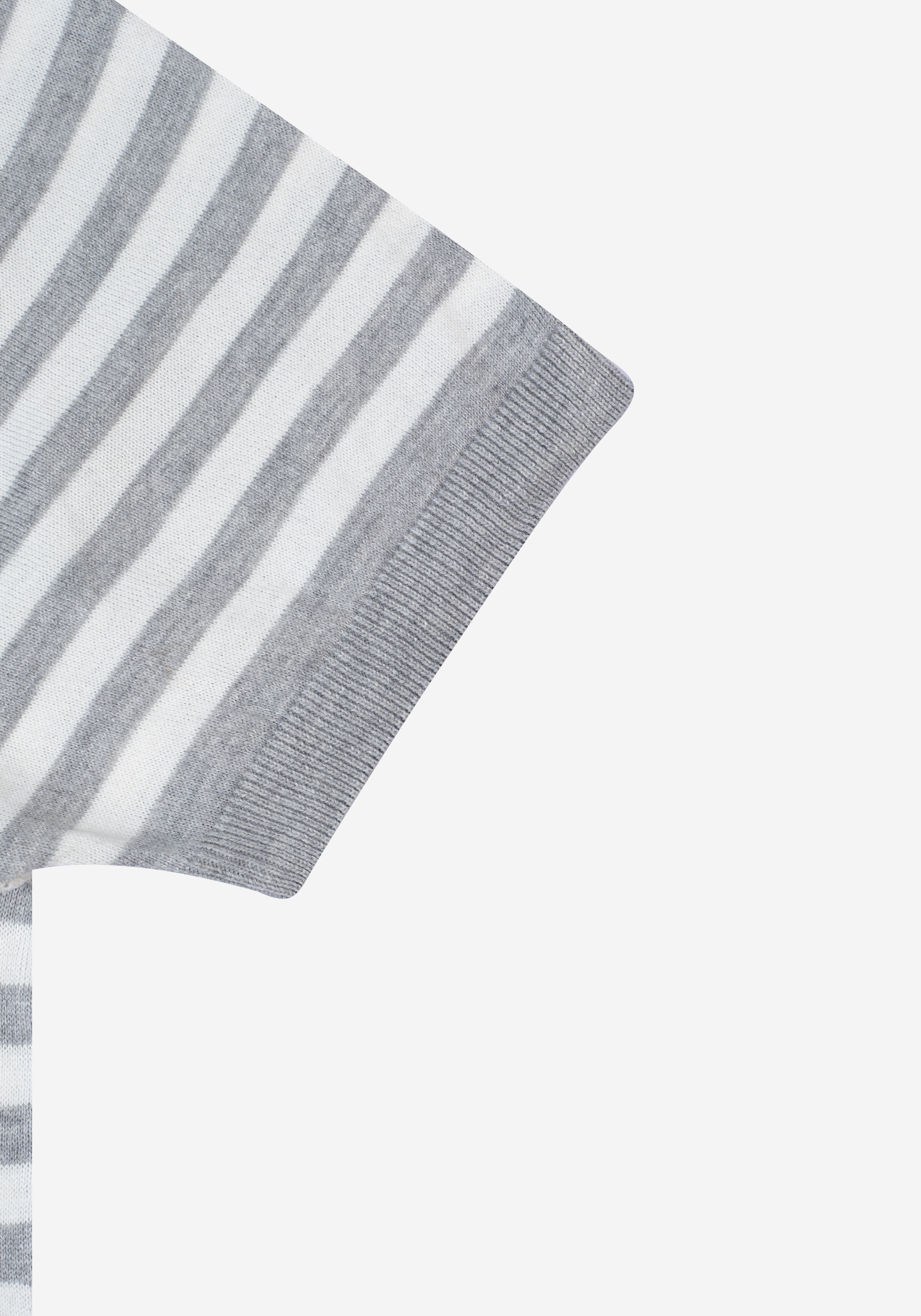 Pearl Grey Stripe Knitted Polo Shirt