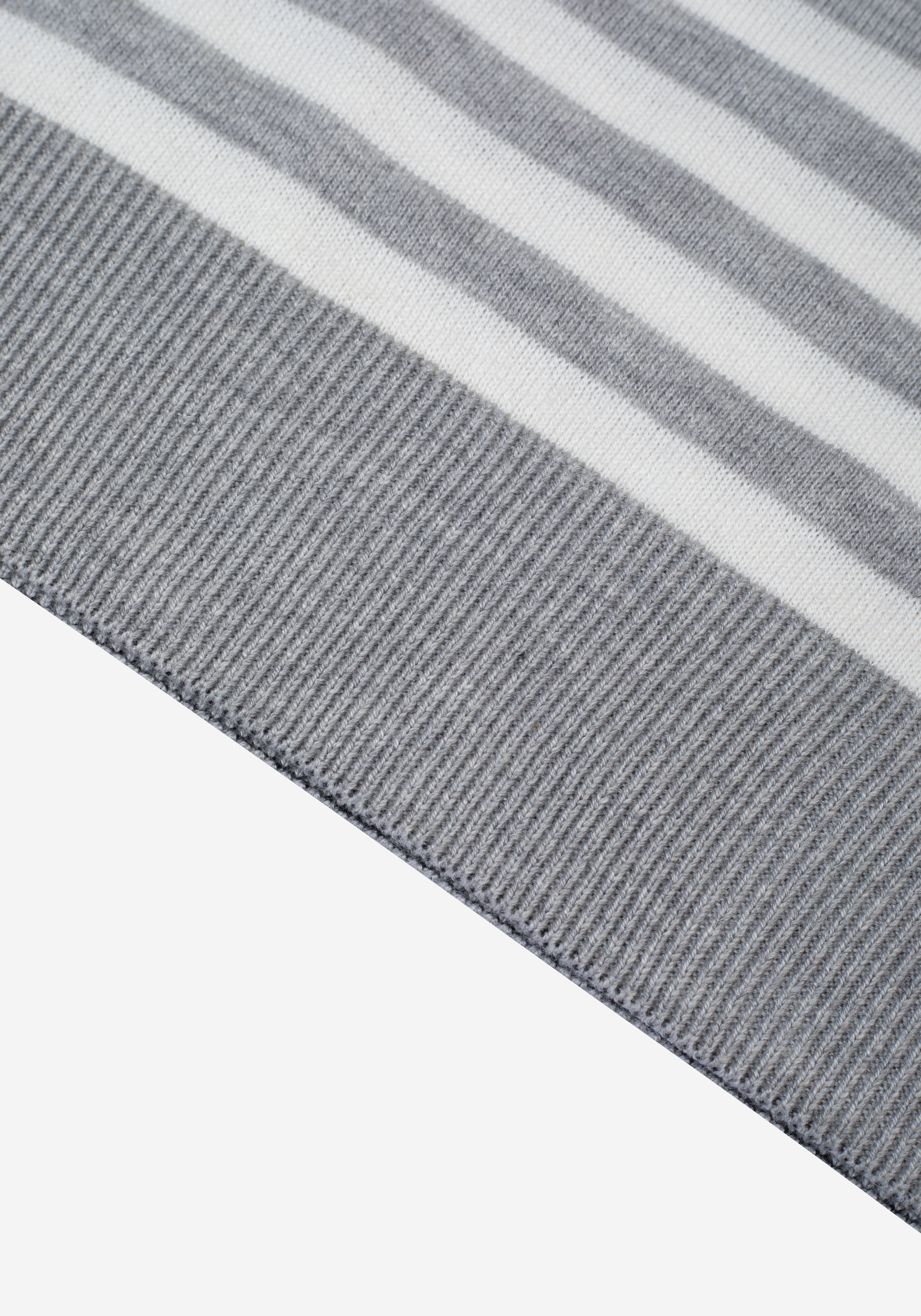 Pearl Grey Stripe Knitted Polo Shirt