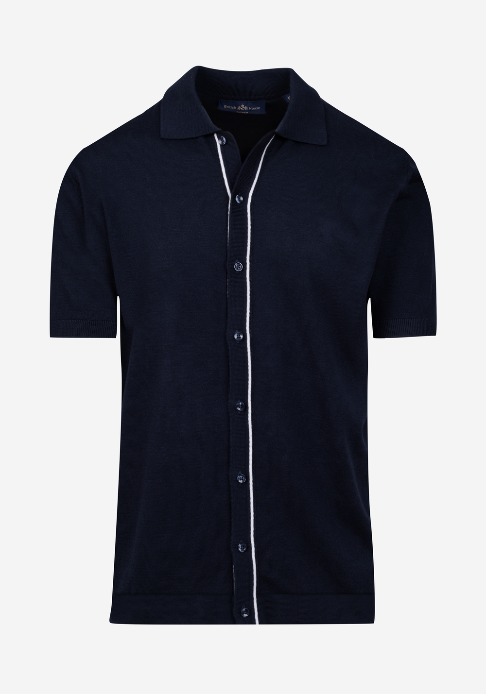 Dawn Navy Knitted Polo Shirt