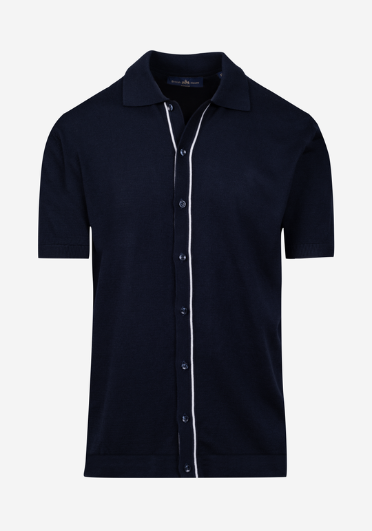 Dawn Navy Knitted Polo Shirt