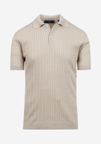 Powder Beige Braided Knitted Polo Shirt
